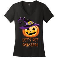 Let's Get Smashed Funny Halloween Women's V-Neck T-Shirt