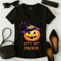 Let's Get Smashed Funny Halloween Women's V-Neck T-Shirt