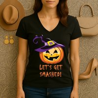 Let's Get Smashed Funny Halloween Women's V-Neck T-Shirt