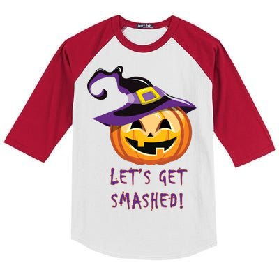 Let's Get Smashed Funny Halloween Kids Colorblock Raglan Jersey