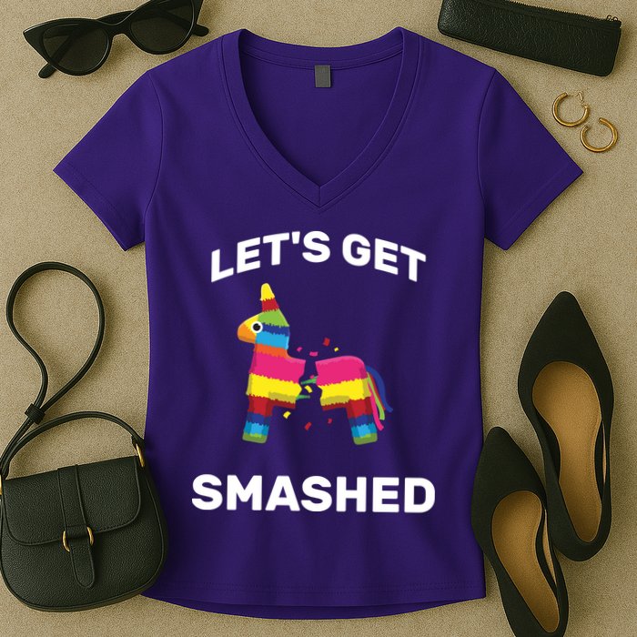 Let's Get Smashed Pinata Women's V-Neck T-Shirt