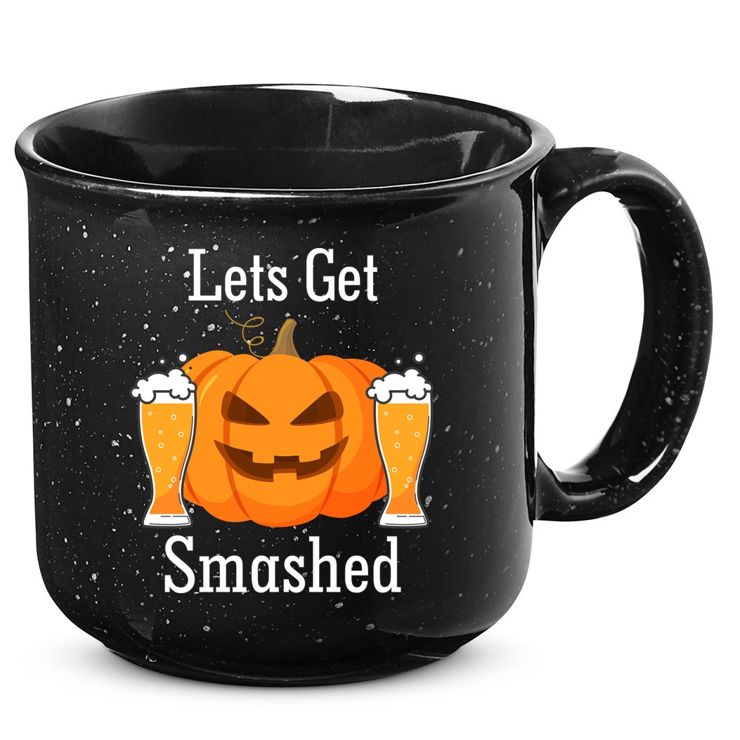 Lets Get Smashed Pumpkin Beer Halloween Party 15oz Campfire Ceramic Mug
