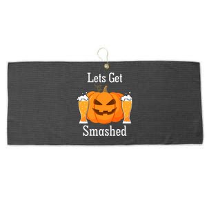 Lets Get Smashed Pumpkin Beer Halloween Party Large Microfiber Waffle Golf Towel