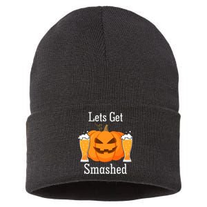 Lets Get Smashed Pumpkin Beer Halloween Party Sustainable Knit Beanie