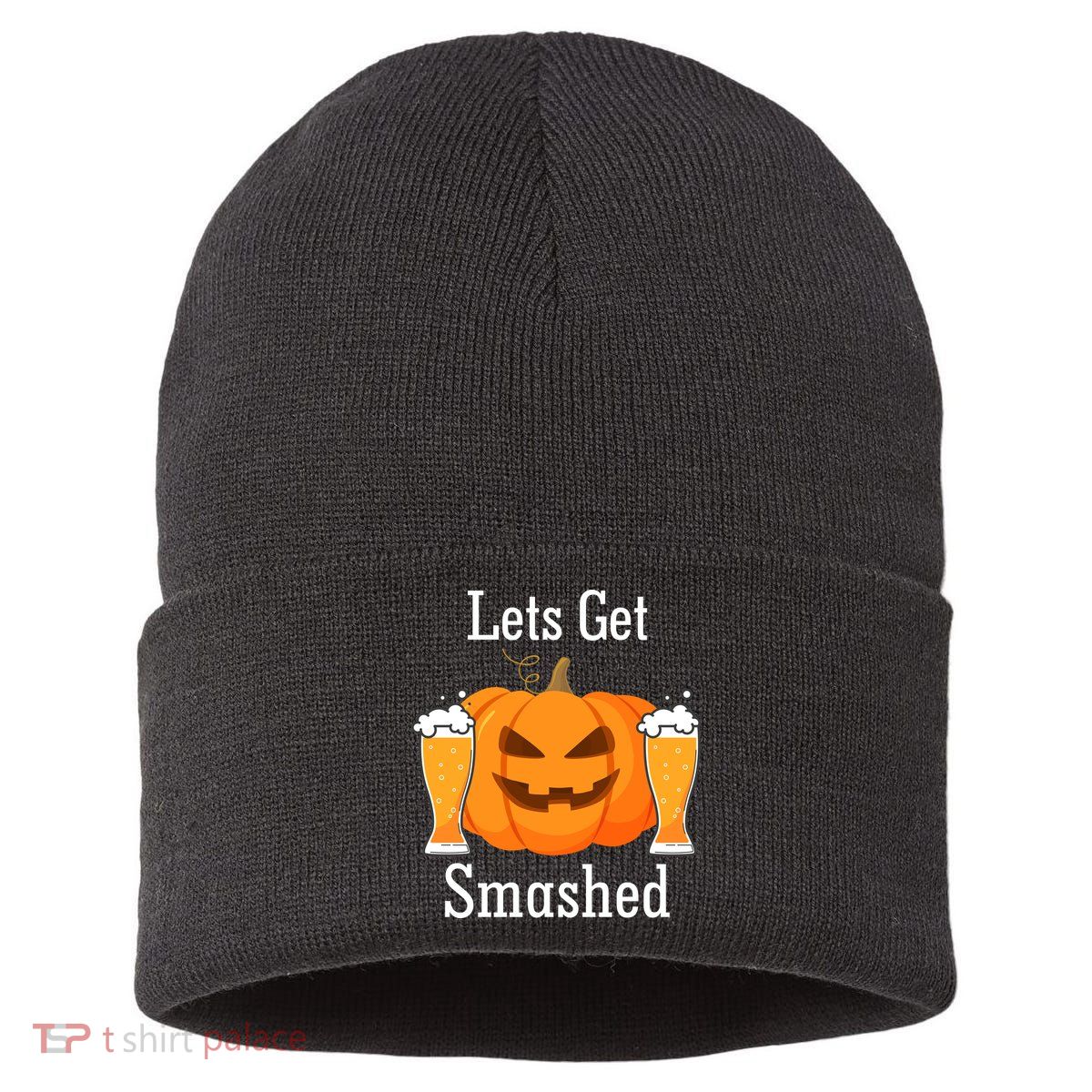 Lets Get Smashed Pumpkin Beer Halloween Party Sustainable Knit Beanie