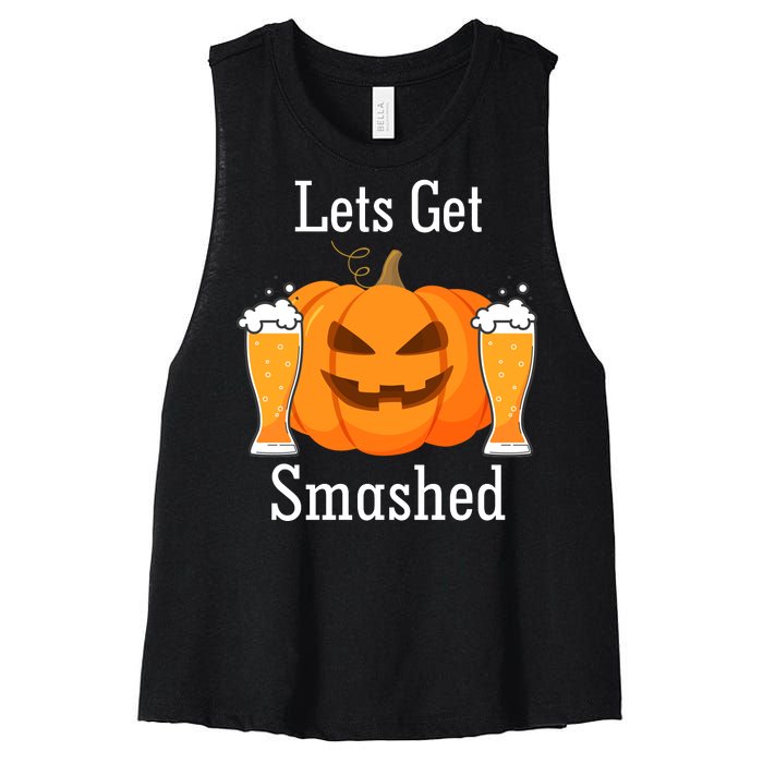 Lets Get Smashed Pumpkin Beer Halloween Party Women's Racerback Cropped Tank