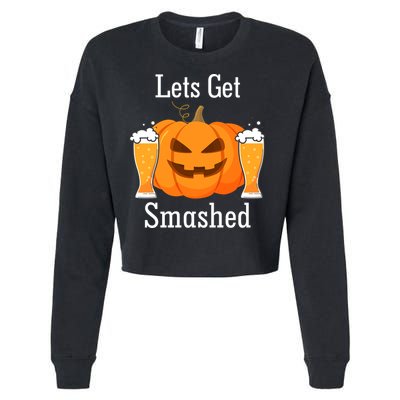 Lets Get Smashed Pumpkin Beer Halloween Party Cropped Pullover Crew