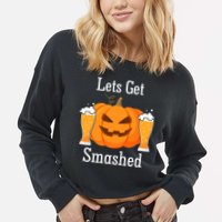 Lets Get Smashed Pumpkin Beer Halloween Party Cropped Pullover Crew