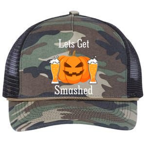 Lets Get Smashed Pumpkin Beer Halloween Party Retro Rope Trucker Hat Cap