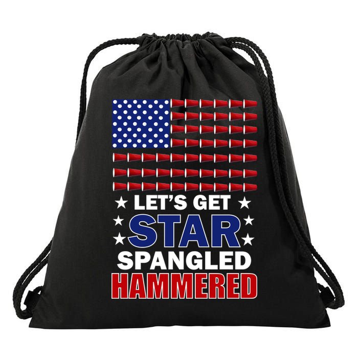 Let's Get Star Spangled Hammered Drawstring Bag