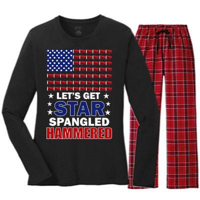 Let's Get Star Spangled Hammered Women's Long Sleeve Flannel Pajama Set 