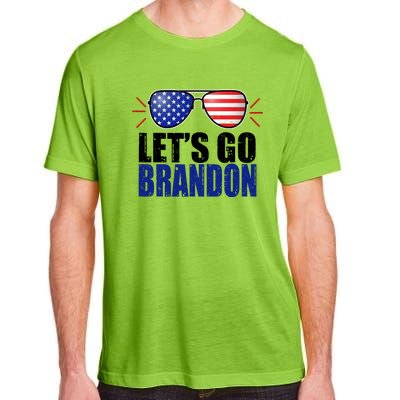 Lets Go Brandon American Flag Aviator Shades FJB Chant Adult ChromaSoft Performance T-Shirt