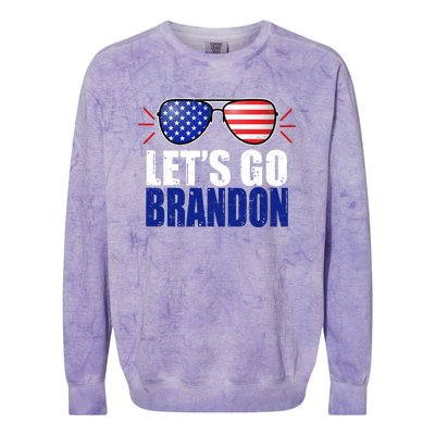 Lets Go Brandon American Flag Aviator Shades FJB Chant Colorblast Crewneck Sweatshirt