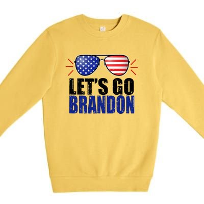 Lets Go Brandon American Flag Aviator Shades FJB Chant Premium Crewneck Sweatshirt