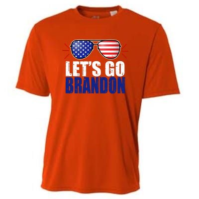 Lets Go Brandon American Flag Aviator Shades FJB Chant Cooling Performance Crew T-Shirt