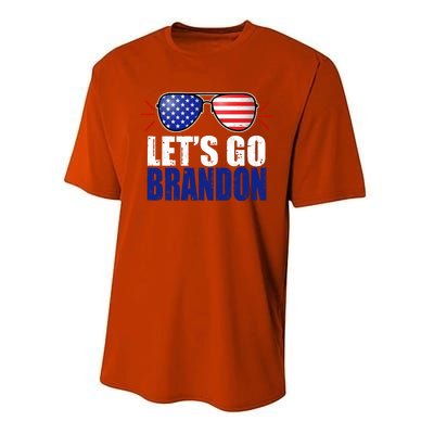 Lets Go Brandon American Flag Aviator Shades FJB Chant Performance Sprint T-Shirt