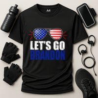 Lets Go Brandon American Flag Aviator Shades FJB Chant Cooling Performance Crew T-Shirt
