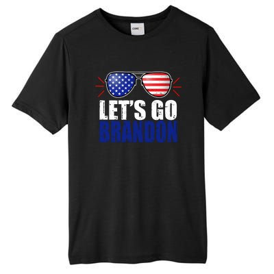 Lets Go Brandon American Flag Aviator Shades FJB Chant Tall Fusion ChromaSoft Performance T-Shirt