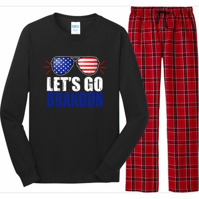 Lets Go Brandon American Flag Aviator Shades FJB Chant Long Sleeve Pajama Set