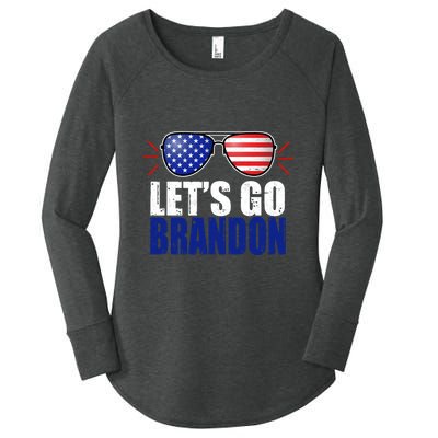 Lets Go Brandon American Flag Aviator Shades FJB Chant Women's Perfect Tri Tunic Long Sleeve Shirt