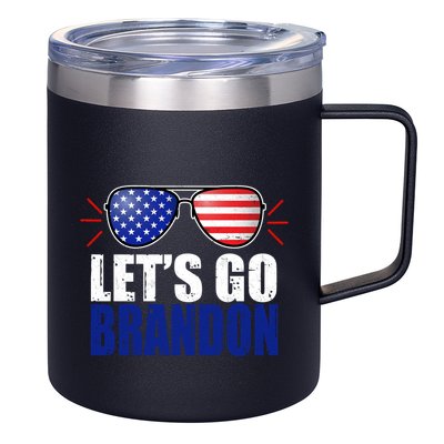 Lets Go Brandon American Flag Aviator Shades FJB Chant 12oz Stainless Steel Coffee Mug