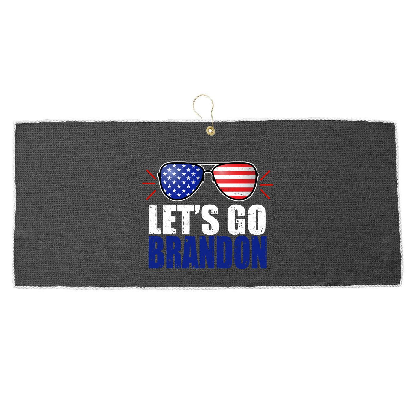 Lets Go Brandon American Flag Aviator Shades FJB Chant Large Microfiber Waffle Golf Towel