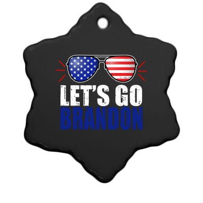 Lets Go Brandon American Flag Aviator Shades FJB Chant Ceramic Star Ornament