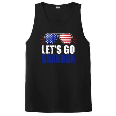 Lets Go Brandon American Flag Aviator Shades FJB Chant PosiCharge Competitor Tank