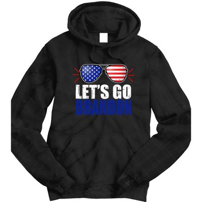 Lets Go Brandon American Flag Aviator Shades FJB Chant Tie Dye Hoodie