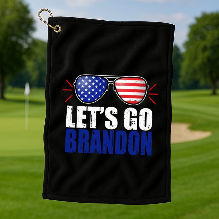 Lets Go Brandon American Flag Aviator Shades FJB Chant Golf Towel