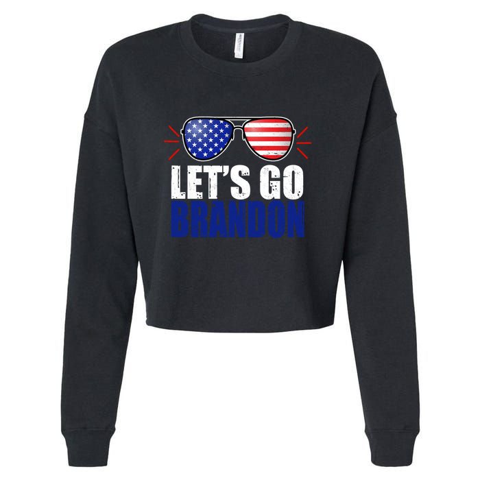 Lets Go Brandon American Flag Aviator Shades FJB Chant Cropped Pullover Crew