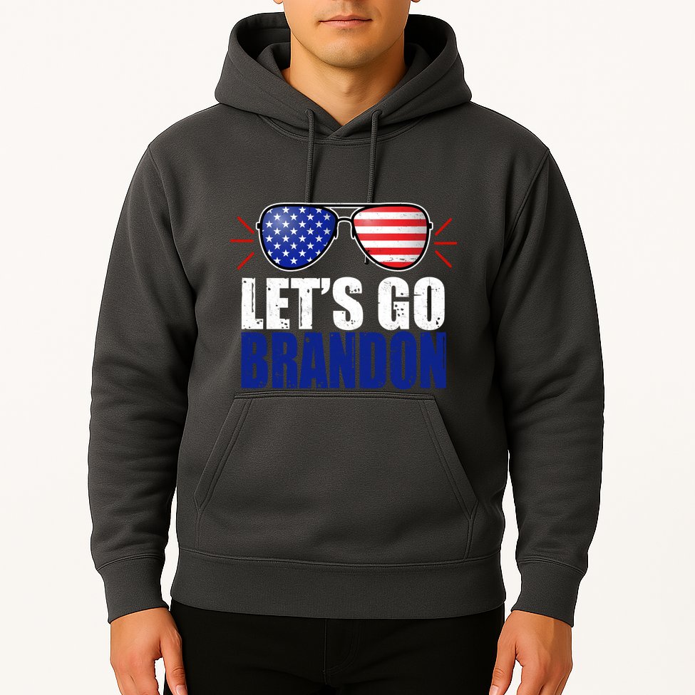 Lets Go Brandon American Flag Aviator Shades FJB Chant Hoodie