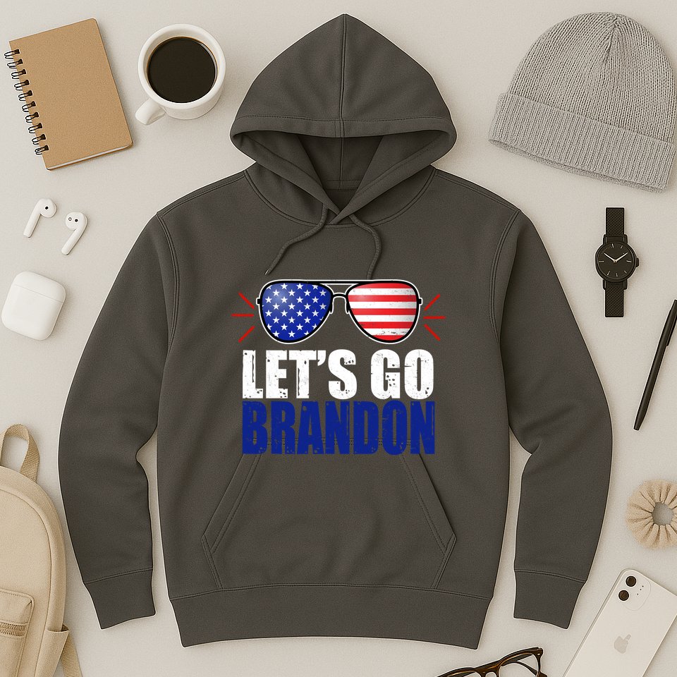 Lets Go Brandon American Flag Aviator Shades FJB Chant Hoodie