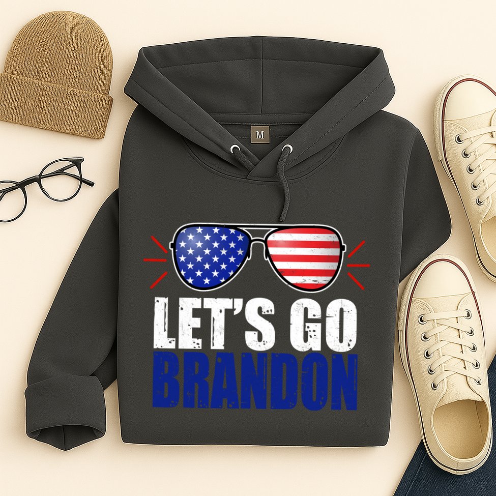 Lets Go Brandon American Flag Aviator Shades FJB Chant Hoodie