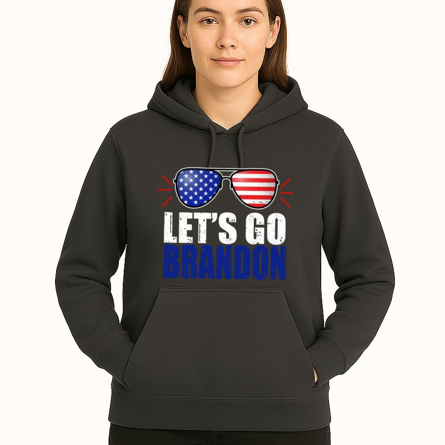 Lets Go Brandon American Flag Aviator Shades FJB Chant Hoodie