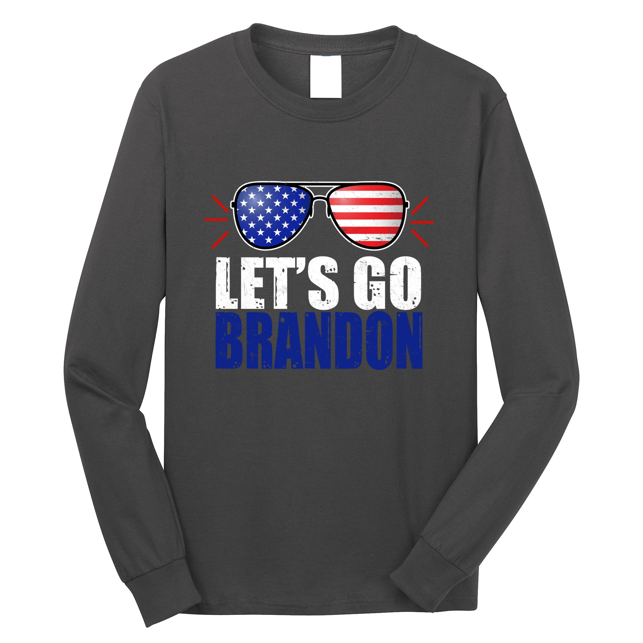Lets Go Brandon American Flag Aviator Shades FJB Chant Long Sleeve Shirt