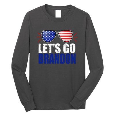 Lets Go Brandon American Flag Aviator Shades FJB Chant Long Sleeve Shirt