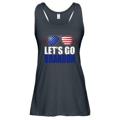 Lets Go Brandon American Flag Aviator Shades FJB Chant Ladies Essential Flowy Tank