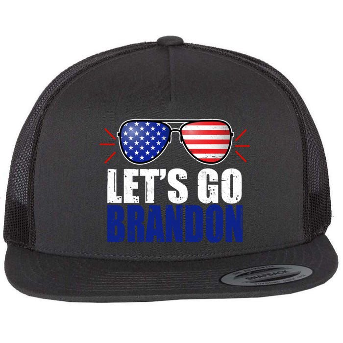 Lets Go Brandon American Flag Aviator Shades FJB Chant Flat Bill Trucker Hat