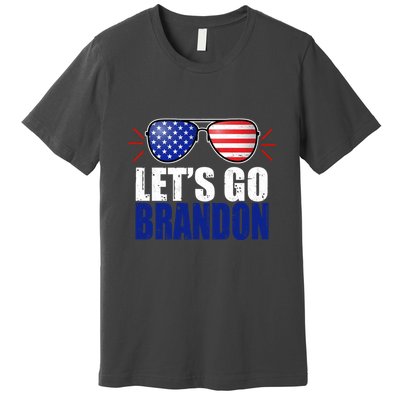 Lets Go Brandon American Flag Aviator Shades FJB Chant Premium T-Shirt