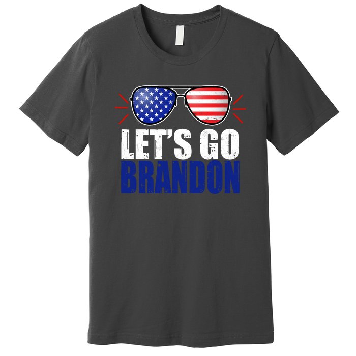 Lets Go Brandon American Flag Aviator Shades FJB Chant Premium T-Shirt