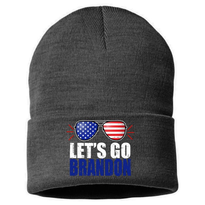 Lets Go Brandon American Flag Aviator Shades FJB Chant Sustainable Knit Beanie