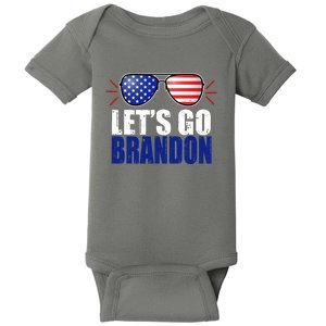 Lets Go Brandon American Flag Aviator Shades FJB Chant Baby Bodysuit