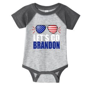 Lets Go Brandon American Flag Aviator Shades FJB Chant Infant Baby Jersey Bodysuit