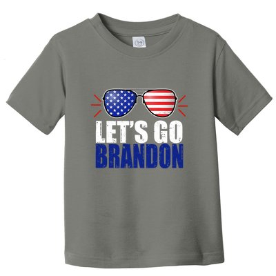 Lets Go Brandon American Flag Aviator Shades FJB Chant Toddler T-Shirt