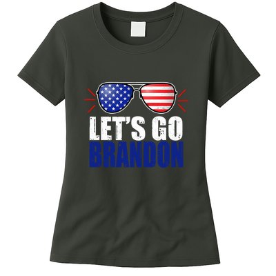 Lets Go Brandon American Flag Aviator Shades FJB Chant Womens T-Shirt
