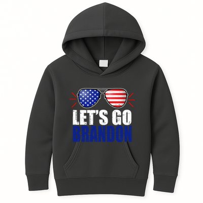 Lets Go Brandon American Flag Aviator Shades FJB Chant Kids Hoodie
