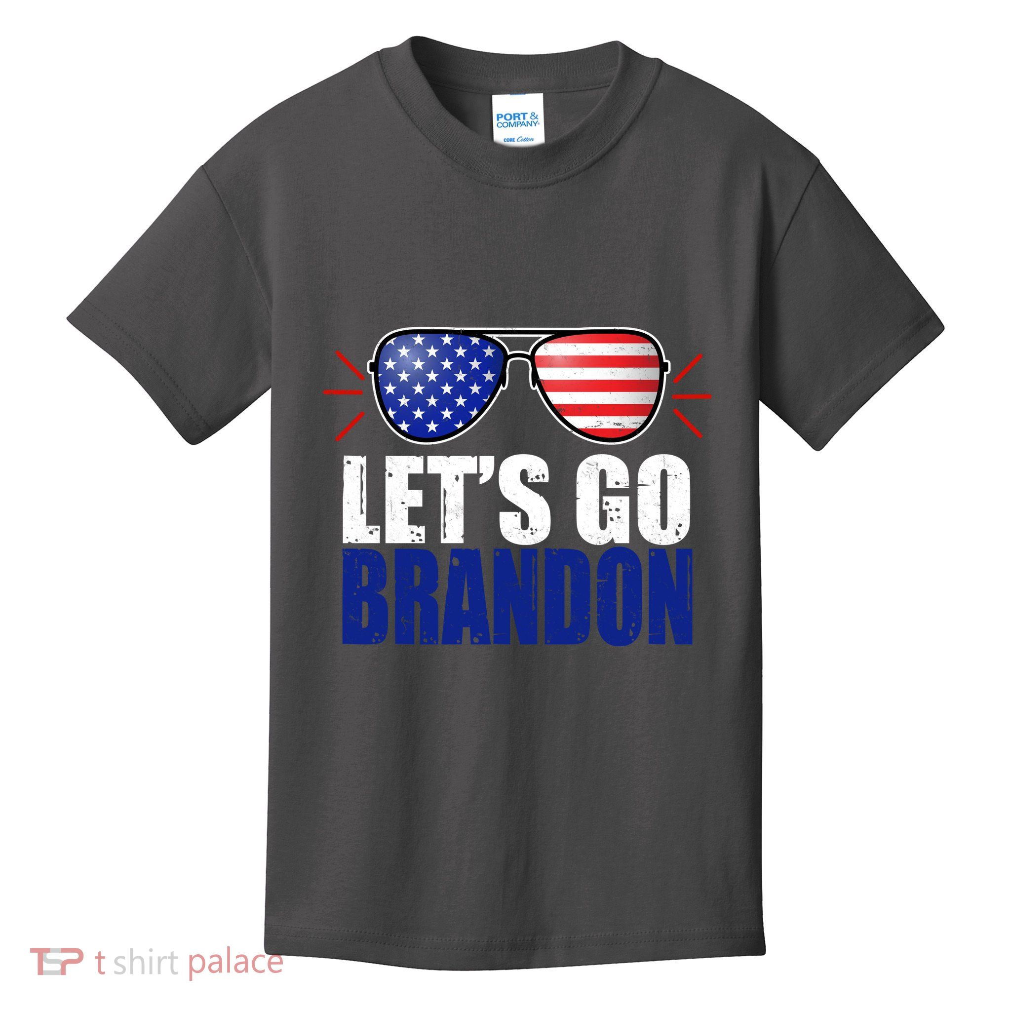 Lets Go Brandon American Flag Aviator Shades FJB Chant Kids T-Shirt