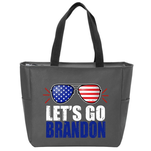 Lets Go Brandon American Flag Aviator Shades FJB Chant Zip Tote Bag