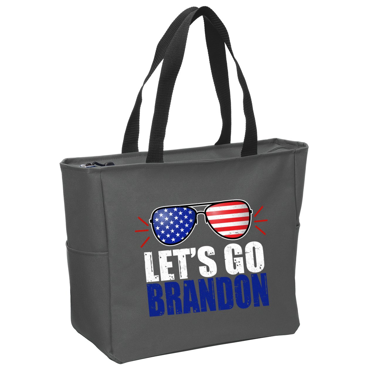 Lets Go Brandon American Flag Aviator Shades FJB Chant Zip Tote Bag